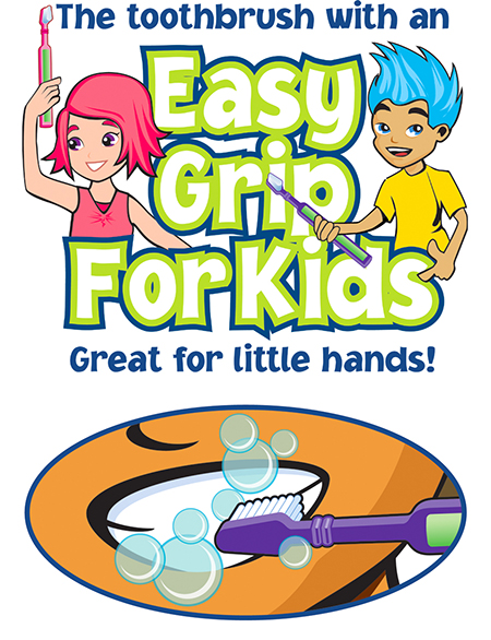 CVS Brand Package Illustration, Easy Grip Toothbrushes for Kids