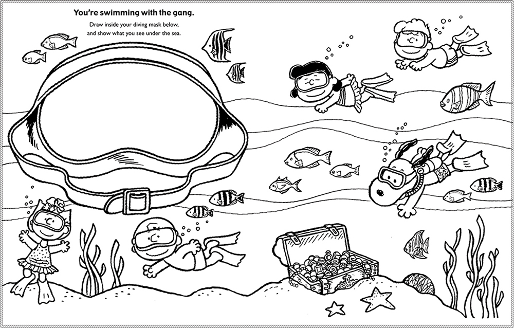 Snoopy Boating Safety Coloring and Activity Booket, (2 of 3 Page Spreads)