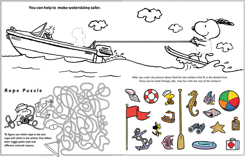 Snoopy Boating Safety Coloring and Activity Booket, (3 of 3 Page Spreads)