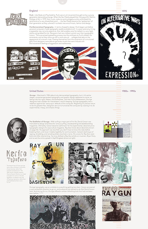 Page spread of the Punk and Grunge Movements